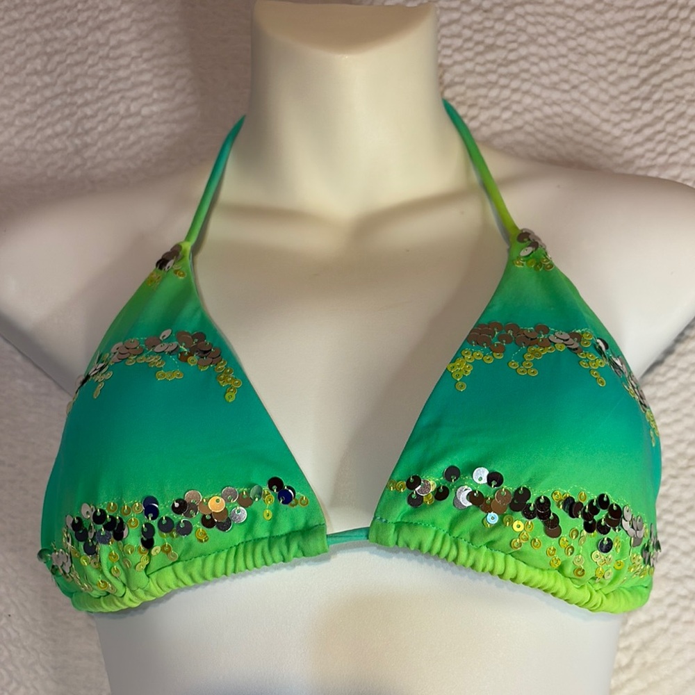 Victoria Secret’s Green Sequin Halter Bikini Top